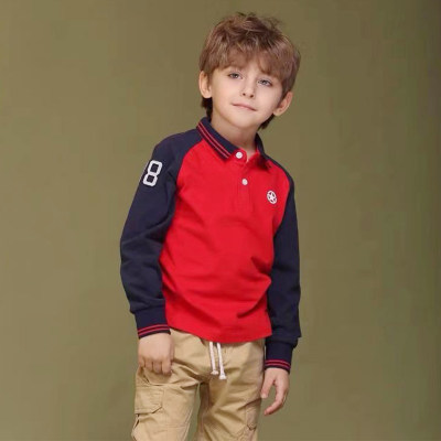 Kid Color-block Long Sleeve POLO Shirt