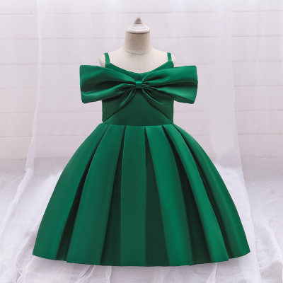 Toddler Girl Solid Color Bowknot Decor Cami Dress