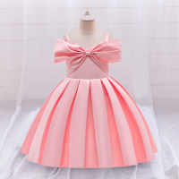Toddler Girl Solid Color Bowknot Decor Cami Dress  Pink