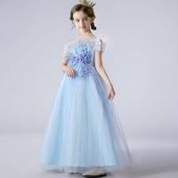 فستان الأميرة للفتيات الصغيرات بفيونكة شبكية بالزهور - Hibobi