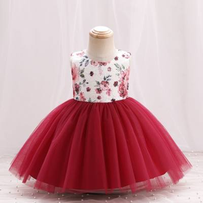 Baby Girl Beautiful Lace Floral Pattern Sleeveless Formal Dress