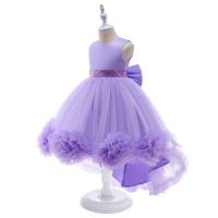 Kid Girl Big Bow Full Dress  Purple