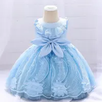 Toddler Girls Party Daily Sweet Elegant Cute Formal Dress  Blue