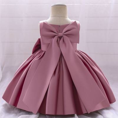 Toddler Girl Solid Color Bowknot Decor Sleeveless Dress