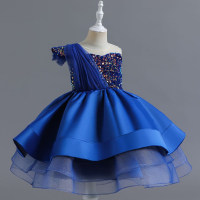 فستان أميرة شبكي للفتيات الصغيرات  أزرق