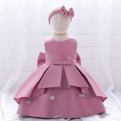Toddler Girls Round Neck Sweet Elegant Tutu Skirt Solid Dress
