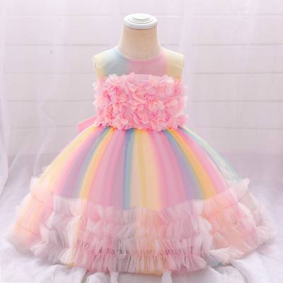 Baby Girl  Elegant 3D Flower Gradient Formal Dress
