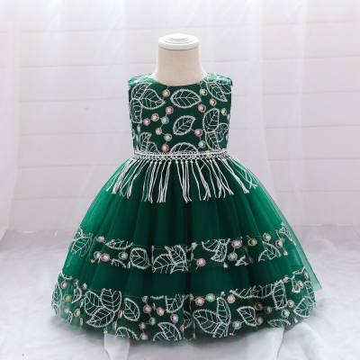 Baby Girl Floral Embroidered Mesh Patchwork Bowknot Decor Sleeveless Dress