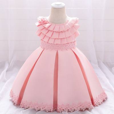 Toddler Floral  Bowknot Decor Solid Color Sleeveless Dress