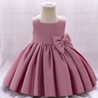 Toddler Girl Solid Color Bowknot Decor Sleeveless Dress  Multicolor