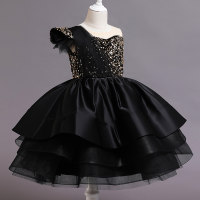 فستان أميرة شبكي للفتيات الصغيرات  أسود