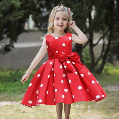 Kid Girl Polka Dot Print Bow Dress