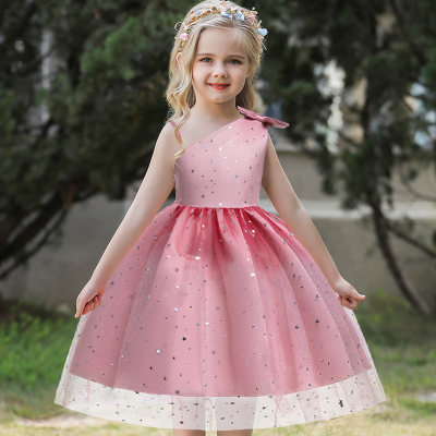 Vestido de princesa de pasarela de malla para niñas y niños