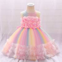 Baby Girl  Elegant 3D Flower Gradient Formal Dress  Pink