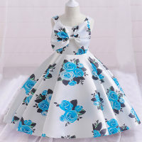 Toddler Girl Allover Floral Printed Sleeveless Dress  Blue