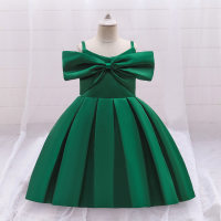 Toddler Girl Solid Color Bowknot Decor Cami Dress  Green