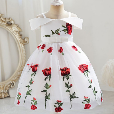 Kid Girl Allover Floral Printed Mesh Patchwork Bowknot Decor Sleeveless Dress