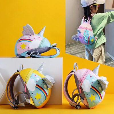 New cute unicorn anti-lost children backpack for kindergarten pupils 1-3-4 years old
