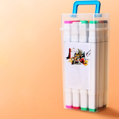 Conjunto de marcadores de ponta dupla 12 cores marcador à base de óleo para crianças caneta colorida papelaria