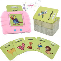 English Card Early Learning Machine Puzzle Insert Card Learning Machine  Pink