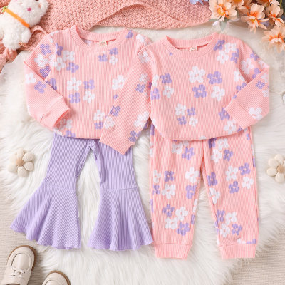 2-piece Toddler Girl Full Print Top & Matching Pants