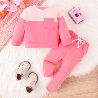 Pink colorblock sweatshirt suit