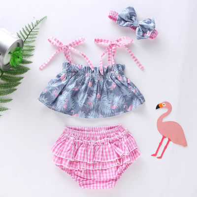 Top bandeau de peru para bebês e crianças pequenas e shorts rosa