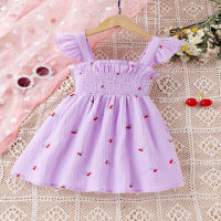 Cherry print suspender dress  Purple