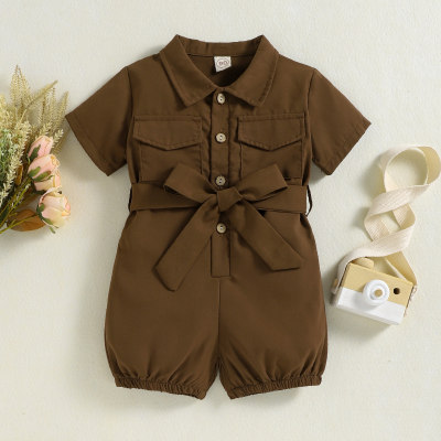 Toddler Girl Solid Front Button Overalls
