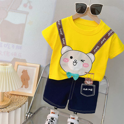 2-piece Toddler Boy Bear Printed Short Sleeve T-shirt & Matching Shorts