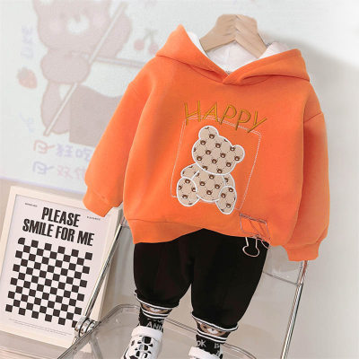 2-Piece Toddler Boy Casual Style Letter Embroidery Bear Thickened Winter Top & Pants