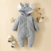 Infant And Toddler Hooded Long Jumpsuit  Gray