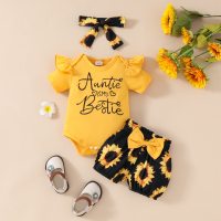 baby summer short sleeve shorts suit  Yellow