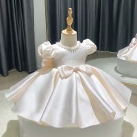 Girls one-year-old dress baby princess dress new style fairy tutu skirt French wedding flower girl dress dress  Beige