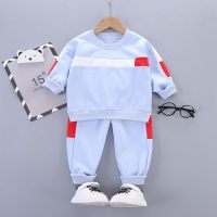 2-piece Toddler Boy Color-block Round Neck Top & Matching Pants  Blue