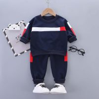 2-piece Toddler Boy Color-block Round Neck Top & Matching Pants  Navy Blue