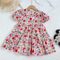 Meninas vestido de verão novo estilo colete infantil vestido floral vestido de bebê fino menina princesa vestido  Multicolorido