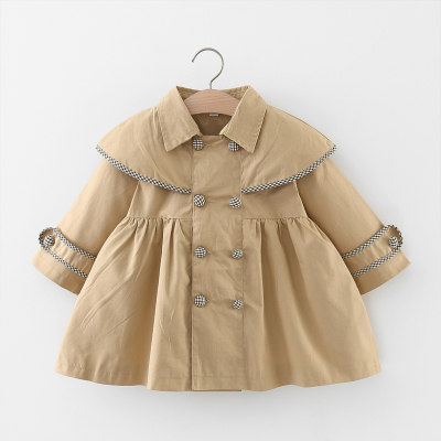 Toddler Plaid Decor Color Solid Long Trench Coat