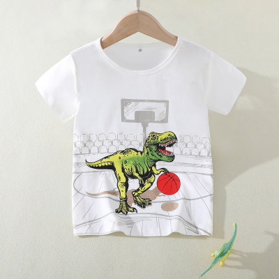 T-shirt sportiva da ragazzo con dinosauro estivo