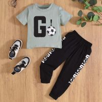Boys summer suit new Korean style short-sleeved anti-mosquito pants two-piece set for children handsome  Green