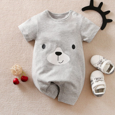 Baby Boy Pure Cotton Bear Style Short-sleeved Short-leg Romper
