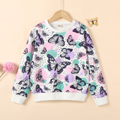 Kid Butterfly Printed Pullover Sweater