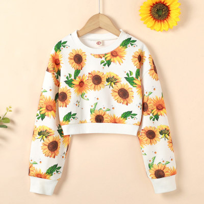 Kid Sunflower Printed Pullover sweater