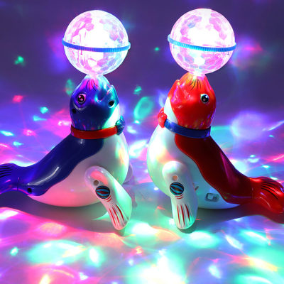 Children's Electric Dancing Spin Stunt Head Ball Sea Lion Glowing Music Girl Boy Baby Toy Gift Wholesale