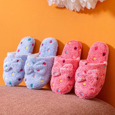 polka dot bow slippers, home warm cotton slippers