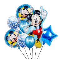 Globos de película de aluminio de Mickey y Minnie de estilo de dibujos animados transfronterizos, globos de decoración para fiesta de cumpleaños  Azul