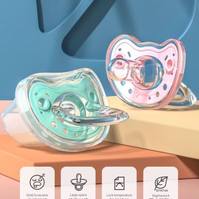 Baby pacifier anti-fall chain silicone baby round head weaning and coaxing artifact night use flat head sleeping pacifier