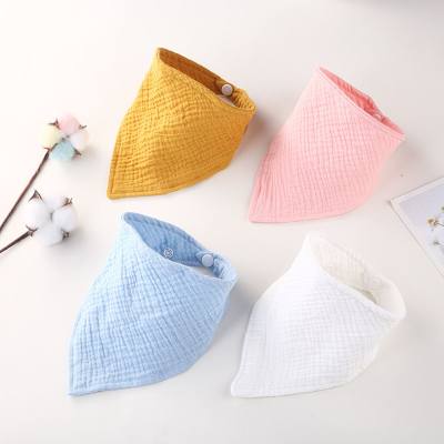 Double-layer gauze solid color cotton baby bib European and American muslin baby saliva napkin children's crepe triangle towel