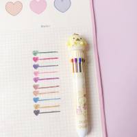 Cute creative ten-color push pen multi-color pen multi-function color handbook ballpoint pen  Yellow
