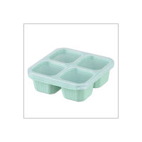 1pc Snack Container With 4 Compartments, Divided Bento Lunch Box With Transparent Lids  Green